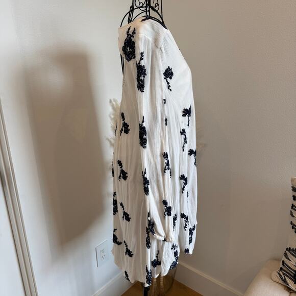 Free People Austin Embroidered Floral Long Sleeve Open Back Tunic Mini Dress XS - Picture 4 of 11